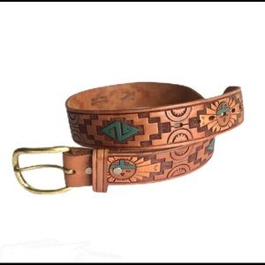 Vintage Genuine Leather Handprinted Belt